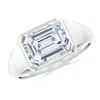 Angara Lab-grown Emerald-cut Diamond Signet Ring In White Gold/f-g