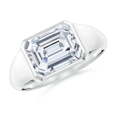 Angara Lab-grown Emerald-cut Diamond Signet Ring In Metallic