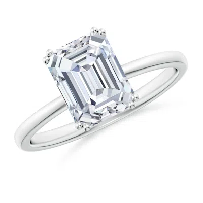 Angara Lab-grown Emerald-cut Diamond Solitaire Classic Engagement Ring In Metallic