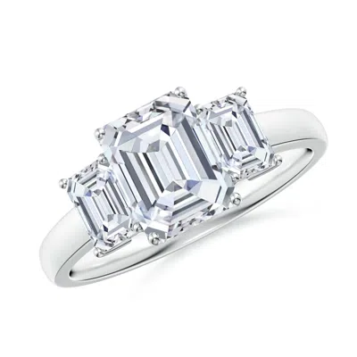 Angara Lab-grown Emerald-cut Diamond Three Stone Ring In Metallic