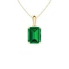 Angara Lab-grown Emerald-cut Emerald Solitaire Pendant In Yellow Gold/rich Green