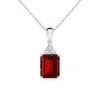 Angara Lab-grown Emerald-cut Ruby Pendant With Lab Diamond Trio In White Gold/deep Rich Red
