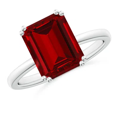 Angara Lab-grown Emerald-cut Ruby Solitaire Classic Engagement Ring In Red