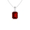 Angara Lab-grown Emerald-cut Ruby Solitaire Pendant In White Gold/deep Rich Red