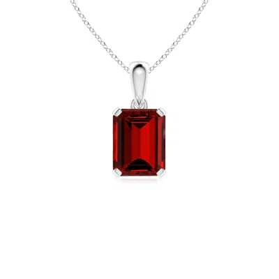 Angara Lab-grown Emerald-cut Ruby Solitaire Pendant In Metallic