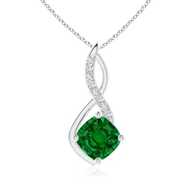 Angara Lab-grown Emerald Infinity Pendant With Lab Diamond Accents In Green
