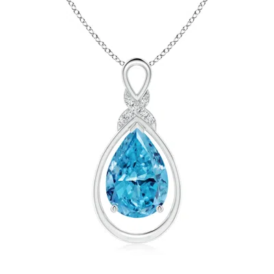 Angara Lab-grown Fancy Intense Blue Diamond Infinity Pendant With 'x' Motif In Metallic