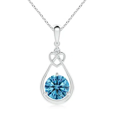 Angara Lab-grown Fancy Intense Blue Diamond Knotted Heart Pendant In Metallic