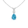 Angara Lab-grown Fancy Intense Blue Diamond Teardrop Pendant In White Gold/fancy Intense