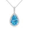 Angara Lab-grown Fancy Intense Blue Diamond Teardrop Pendant With Halo In White Gold/fancy Intense
