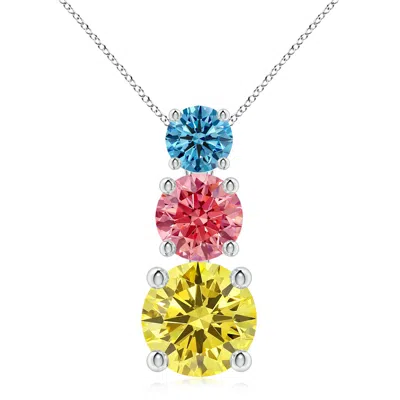 Angara Lab-grown Fancy Intense Multi-color Diamond Three Stone Pendant In Metallic