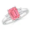 Angara Lab-grown Fancy Intense Pink And White Diamond Three Stone Ring In White Gold/fancy Intense