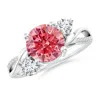 Angara Lab-grown Fancy Intense Pink And White Diamond Twisted Vine Ring In White Gold/fancy Intense