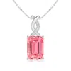 Angara Lab-grown Fancy Intense Pink Diamond Pendant With Entwined Bale In White Gold/fancy Intense
