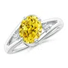 Angara Lab-grown Fancy Intense Yellow And White Diamond Split Shank Ring In White Gold/fancy Intense