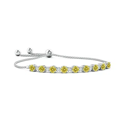 Angara Lab-grown Fancy Intense Yellow And White Diamond Tennis Bolo Bracelet In Metallic