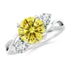 Angara Lab-grown Fancy Intense Yellow And White Diamond Twisted Vine Ring In White Gold/fancy Intense