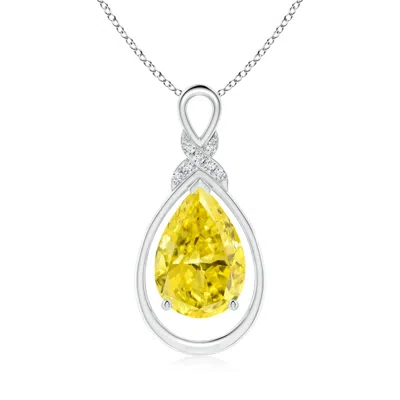 Angara Lab-grown Fancy Intense Yellow Diamond Infinity Pendant With 'x' Motif In Metallic