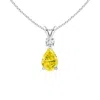 Angara Lab-grown Fancy Intense Yellow Diamond Teardrop Pendant In White Gold/fancy Intense