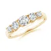 Angara Lab-grown Five Stone Trellis Set Diamond Wedding Ring In Yellow Gold/f-g