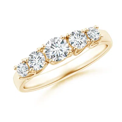 Angara Lab-grown Five Stone Trellis Set Diamond Wedding Ring In Gold