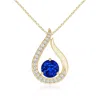 Angara Lab-grown Floating Blue Sapphire Tulip Pendant With Lab Diamonds In Yellow Gold/deep Rich Blue