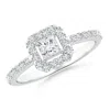 Angara Lab-grown-floating Princess-cut Diamond Halo Promise Ring