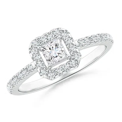Angara Lab-grown-floating Princess-cut Diamond Halo Promise Ring