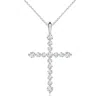 Angara Lab-grown Floating Round Diamond Dotted Cross Pendant In White Gold/f-g