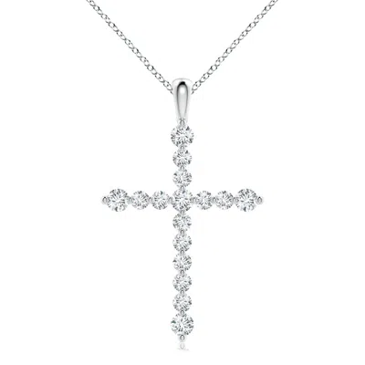 Angara Lab-grown Floating Round Diamond Dotted Cross Pendant In Metallic