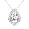 Angara Lab-grown Floating Round Diamond Pendant With Pear-shaped Halo In White Gold/f-g