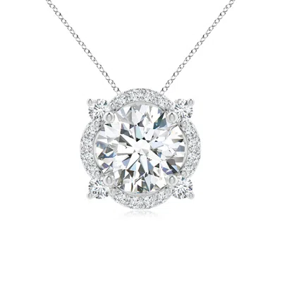 Angara Lab-grown Floating Round Diamond Quatrefoil Halo Pendant In Metallic