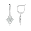 Angara Lab-grown Four-petal Floral Diamond Cluster Halo Drop Earrings In White Gold/f-g