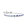 Angara Lab-grown Graduated Bezel-set Blue Sapphire And Lab Diamond Bolo Bracelet In White Gold/deep Rich Blue