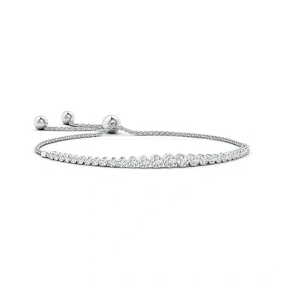 Angara Lab-grown Graduated Bezel-set Diamond Bolo Bracelet In Metallic