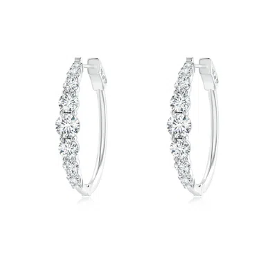Angara Lab-grown Graduated Diamond Hoop Earrings In Metallic