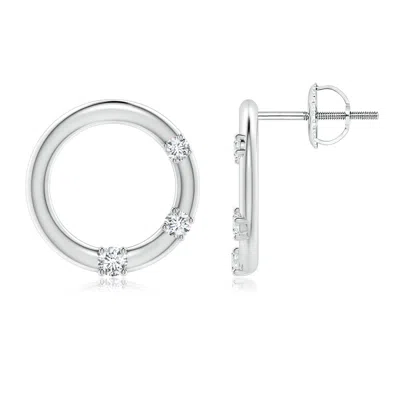 Angara Lab-grown Graduated Diamond Three Stone Open Circle Stud Earrings In Metallic