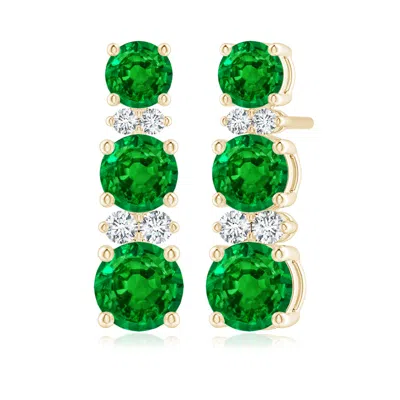 Angara Lab-grown Graduated Emerald And Diamond Journey Earrings In Green