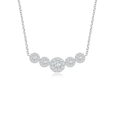 Angara Lab-grown Graduated Five Stone Diamond Halo Necklace In Metallic