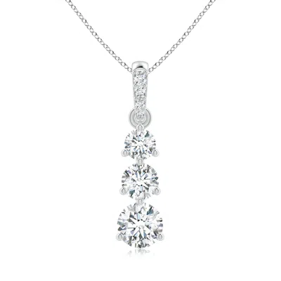 Angara Lab-grown Graduated Prong-set Round Diamond Pendant In Metallic