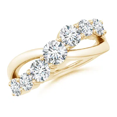 Angara Lab-grown Graduated Round Diamond Broad Fashion Ring In Gold