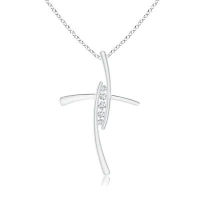 Angara Lab-grown Grooved Five Stone Diamond Bypass Cross Pendant In Metallic
