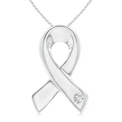 Angara Lab-grown Gypsy-set Round Diamond Ribbon Pendant In Metallic