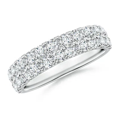 Angara Lab-grown Half Eternity Double Row Diamond Wedding Ring In Metallic