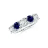 Angara Lab-grown Half Eternity Five Stone Diamond And Lab Sapphire Wedding Ring In White Gold/f-g