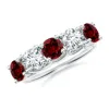 Angara Lab-grown Half Eternity Five Stone Ruby And Lab Diamond Wedding Ring In White Gold/deep Rich Red