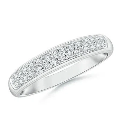Angara Lab-grown Half Eternity Pave Set Two Row Diamond Wedding Ring In Metallic