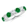 Angara Lab-grown Half Eternity Seven Stone Emerald And Lab Diamond Wedding Ring In White Gold/rich Green