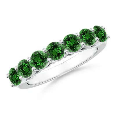 Angara Lab-grown Half Eternity Seven Stone Emerald Wedding Band In Green