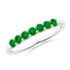 Angara Lab-grown Half Eternity Seven Stone Emerald Wedding Ring In Platinum/rich Green